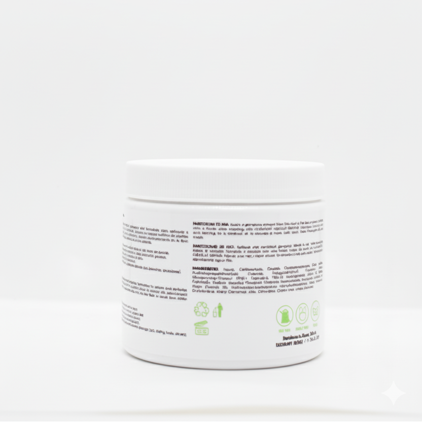 White container with text on a white background